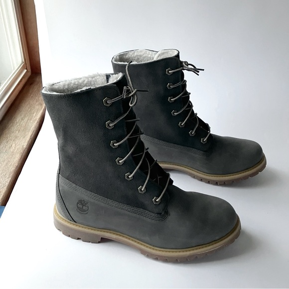 TIMBERLAND AUTHENTICS TEDDY FLEECE FOLD-DOWN BOOT Dk Grey New Women's 9 NWT $90 - Picture 4 of 9
